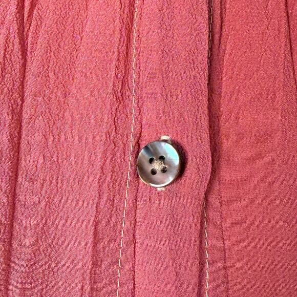 J Jill Top Womens XXSP 2XS Petite Pink Yellow Ombre Silk Crinkle Button Up - Picture 3 of 16